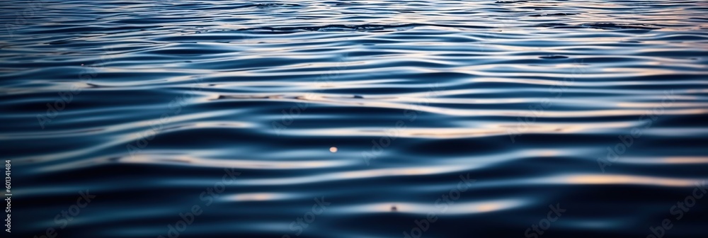 Twilight background with water ripple. Wide panoramic web banner or ...