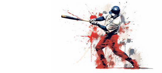 Wall Mural - illustration of baseball player hitting the ball. Dominican Republic, Panama, South Korea, Cuba, USA, Curacao, Aruba, Japan, Nicaragua, Puerto Rico, Taiwan, Mexico and Venezuela. made with ai