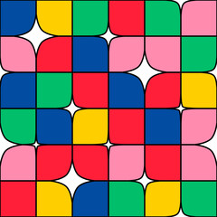 Poster - Abstract Seamless Pattern with Colorful Geometric Figure. Vector Modern Y2k Background