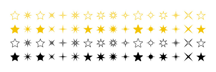 Wall Mural - stars vector collection. star vector icons. golden and black set of stars. star icon. stars in moder