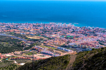 Wall Mural - Benalmadena Spain view of town on Mediterranean sea Costa del Sol from Monte Calamorro Andalusia