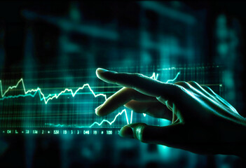 Wall Mural - a finger reaching up over a market graph