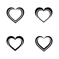 Wall Mural - Collection or set of black hearts; decorative, simple and beautiful hearts