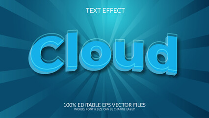 Wall Mural - Cloud 3D Fully Editable Vector Eps Text Effect