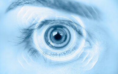 close up of an eye and vision test