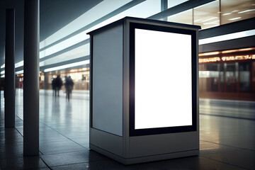 Wall Mural - Mock-up advertising light box in airport terminal, Generative AI