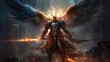 The Fallen Angel of Death - Lucifer with Glowing Fire Wings, Brought to Life by Generative AI