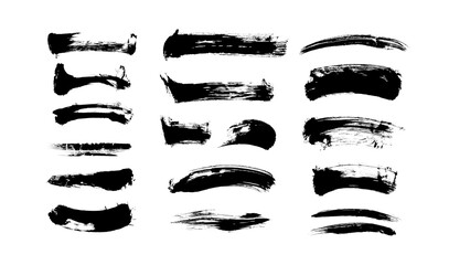 Wall Mural - abstract vector paint smears set. hand drawn design element. black ink marks on white background. gr