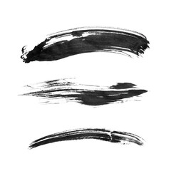 Wall Mural - abstract vector paint smears set. hand drawn design element. black ink marks on white background. gr
