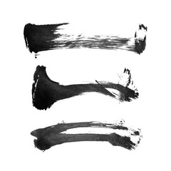 Wall Mural - abstract vector paint smears set. hand drawn design element. black ink marks on white background. gr
