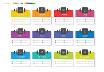 Wall Mural - infographic Project timeline graph for 12 months modern diagram calendar, presentation vector infographic.