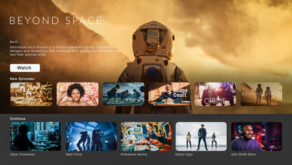 Wall Mural - interface of streaming service website. online subscription offers tv shows, realities, and fiction 