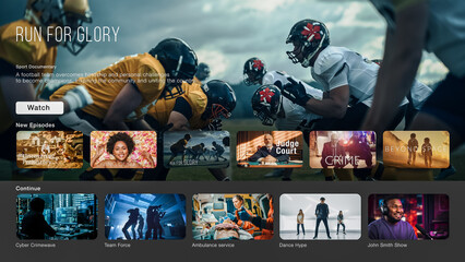 Wall Mural - interface of streaming service website. online subscription offers tv shows, realities, fiction film