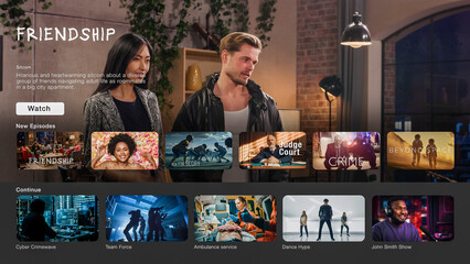Wall Mural - interface of streaming service website. online subscription offers tv shows, realities, fiction film