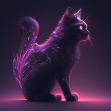 Beautiful Glowing Purple Pink Cat