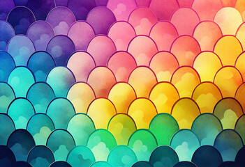 Colorful gradient of abstract watercolor. Pattern of oval shapes like a vibrant egg full of energy. Ai generated. 