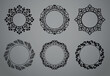 © ELENA - Set of decorative frames Elegant vector element for design in Eastern style, place for text. Floral black and gray borders. Lace illustration for invitations and greeting cards