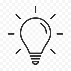 Light bulb symbol for design. Editable stroke on transparent background vector stock illustration.