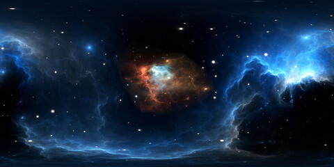 Wall Mural - 360 degree virtual reality space nebula, equirectangular projection, panoramic environment map. hdri