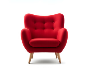 a red armchair on a white isolated background. AL generation