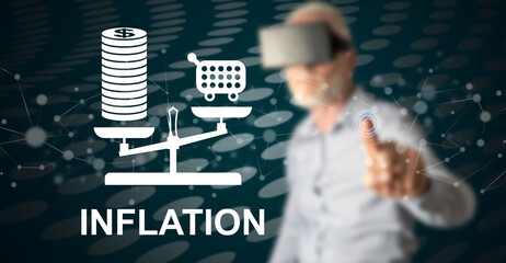 Poster - Man touching an inflation concept