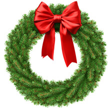 赤いリボン付きのクリスマス リース 無料画像 - Public Domain Pictures
