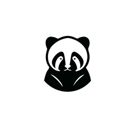 Wall Mural - Flat vector illustration of a black panda with white spots for logos, icons or print