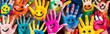 colorful finger artist hand art child fun smile paint concept. Generative AI.