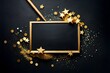 © Nyetock - Chalkboard with golden frame and star shaped confetti on black background