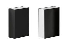Thick hardcover black book isolated on white background. 3d rendering.