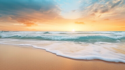 Wall Mural - Beautiful outdoor landscape of sea and tropical beach at sunset or sunrise time