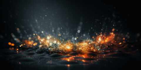 Canvas Print - abstract background with water and bokeh lights. Generative AI