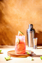 Wall Mural - Watermelon vodka limeade, pink summer long drink cooler