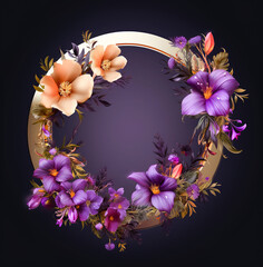 Wall Mural - Generative AI:  enchanted fairy tale frame with flowers