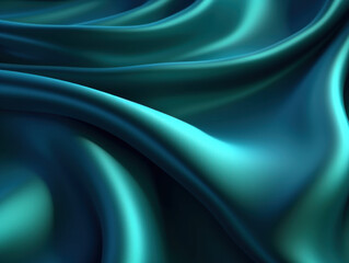 black blue green abstract background. dark green silk satin texture background. beautiful wavy soft 