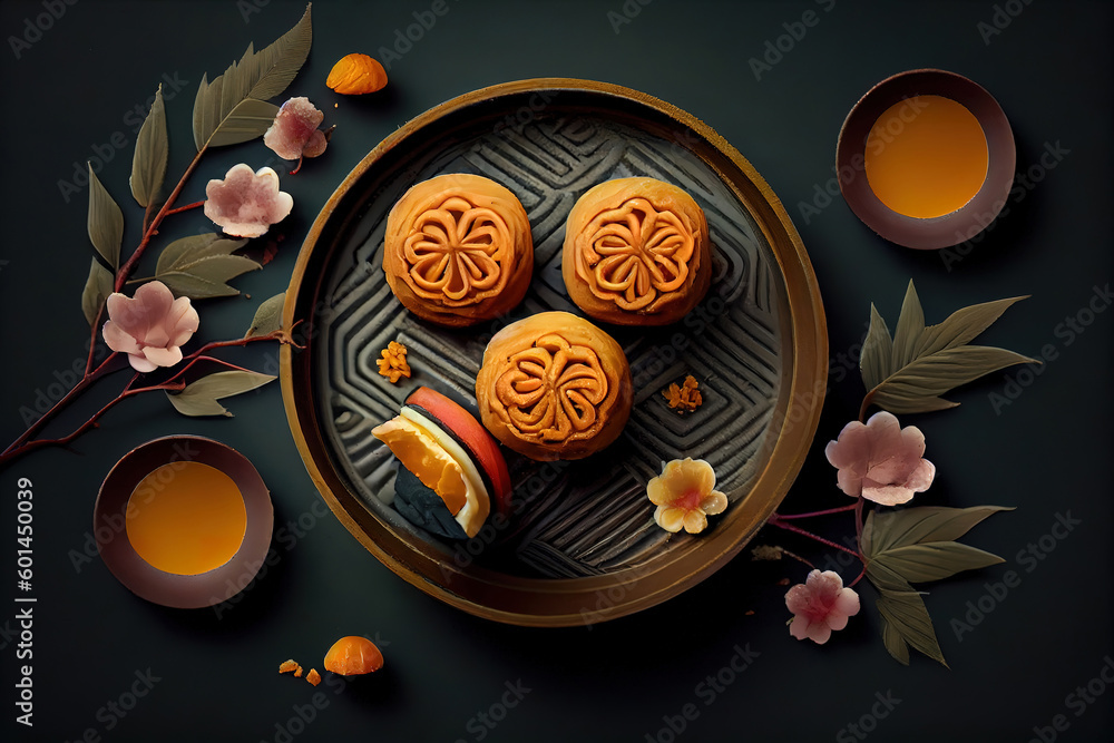 Traditional Chinese mooncakes for mid autumn festival with egg ...