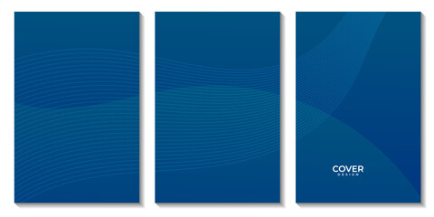 covers design with abstract dark blue wave gradient background