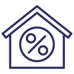 Wall Mural - mortgage rate line icon on white