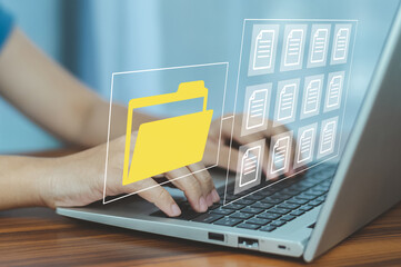 Document Management System DMS Folder, File data management or data transfer backup technology.