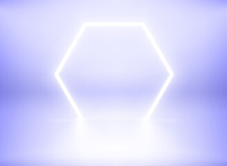 Poster - Blue interior with neon illumination. 3d vector showcase template
