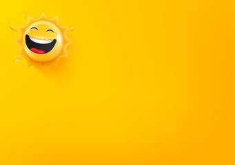 Aufkleber - Vector wallpaper with happy sun icon. 3d vector background with copy space