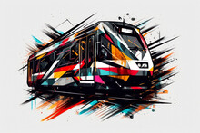 Logo Colorful Art Futuristic Prototype Wagon Train Generative Ai