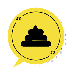 Sticker - Black Shit icon isolated on white background. Yellow speech bubble symbol. Vector