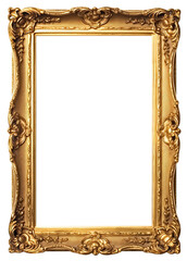 Stylish golden picture frame vintage style isolated on white background. digital illustration. Generative AI