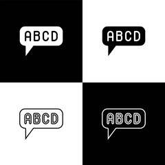 Sticker - Set Alphabet icon isolated on black and white background. Vector