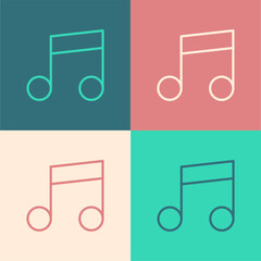 Poster - Pop art line Music note, tone icon isolated on color background. Vector