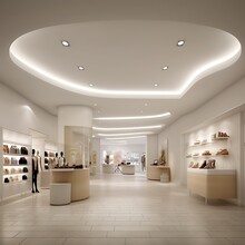 Clean, white, minimalist retail store with nice lighting