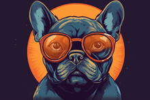 French Bulldog Portrait In Sunglasses.