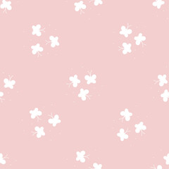 Wall Mural - butterfly seamless pattern. repeating cute hand drawn butterflys background. repeated modern flowers