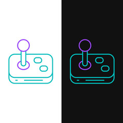 Sticker - Line Joystick for arcade machine icon isolated on white and black background. Joystick gamepad. Colorful outline concept. Vector